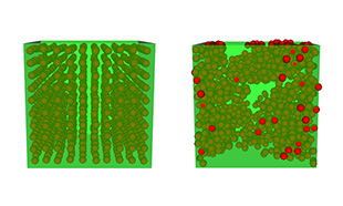 Figure 1. Calculation model, (Left) Dispersed (Right) Aggregated