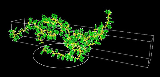 Figure 1. Polystyrene Uniaxial Elongation Simulation