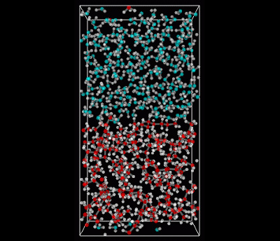 Figure 1. Interface Model (Upper area: water, lower area: octane)