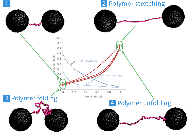 Figure 3. Typical polymer conformation between fillers