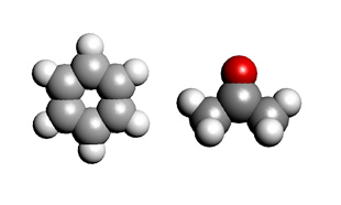 Figure 1 The simulation models （Left : benzene、Right : acetone）
