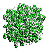 図3　解析モデル（PVC）（白：水素、灰色：炭素、緑：塩素）